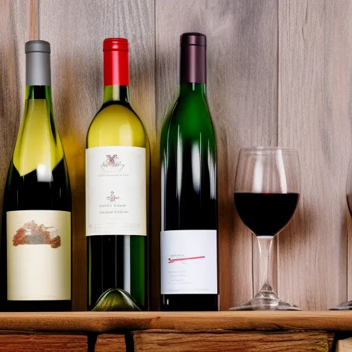 

A close-up photo of a selection of red and white wines, with a variety of labels, arranged on a wooden table.