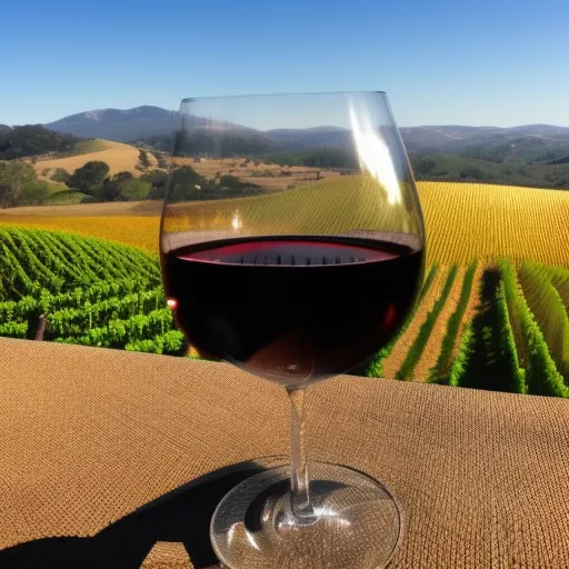 

A glass of red wine with a view of rolling hills in the background, highlighting the beauty of Paso Robles, California.