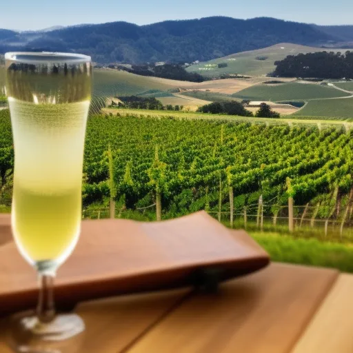 

A picture of a glass of Sauvignon Blanc wine with a backdrop of rolling hills and vineyards.