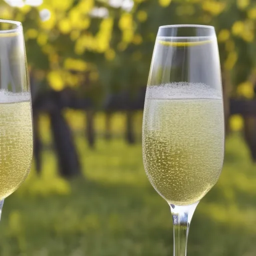 

A close-up of a glass of sparkling white wine with a vineyard in the background, highlighting the beauty of the world of wine.