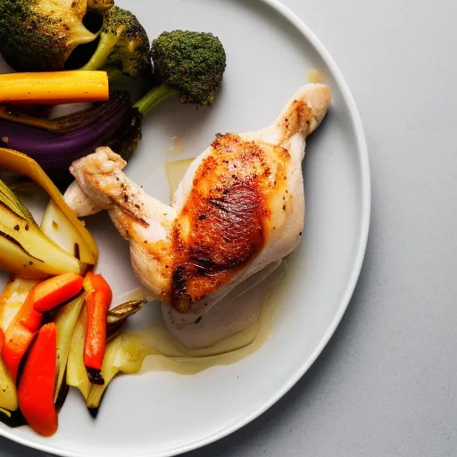 

A glass of white wine and a plate of roasted chicken with vegetables, showing the perfect pairing of wine and chicken.